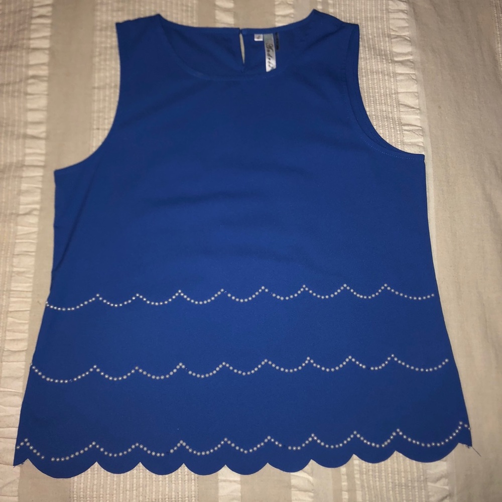 Royal Blue scallop top